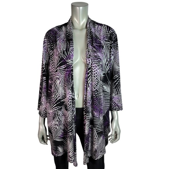 Maggie Barnes Tops - Maggie Barnes Top Plus Size 2X Open Front Stretch 3/4 Sleeve Casual Purple